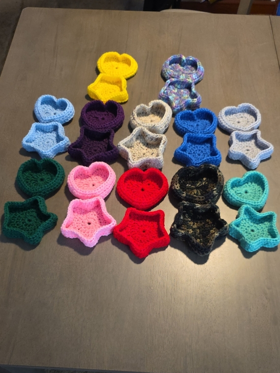 Hand Crafted Other - Hand Crafted Crocheted Star & Heart Trinket Dishes